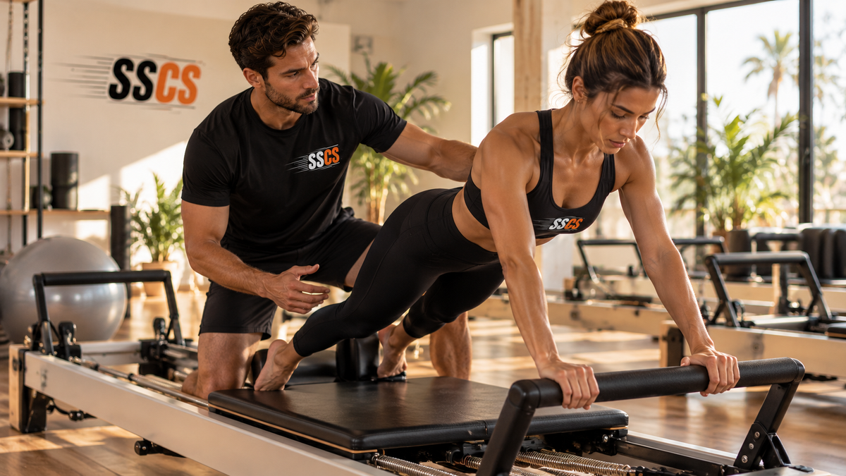 Coach SSCS corrigeant une élève sur Reformer